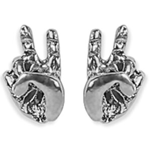 92.5/925 Sterling Silver Peace Out Stud Earrings