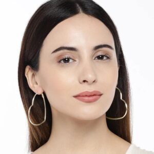 Accessher Gold Plated Heart Shaped Hoops western, partywear earrings for women and girls