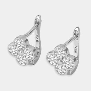 92.5 Sterling Silver Plated American Diamond Studded Delicate Hoop Earrings for Women