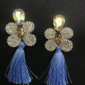 Butterfly shaped tassel earrings