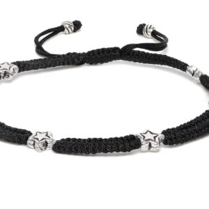 92.5 Silver-Toned & Black Beaded Handcrafted Anklets- PY0121VS12S6