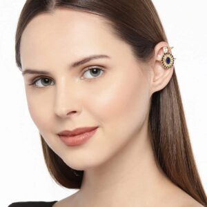 Traditional Sapphire and Pearl Embellished Ear Cuffs for Women