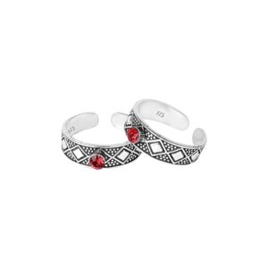 AccessHer Red Color Sterling Silver Toe rings