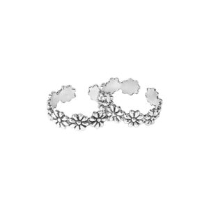 AccessHer Sterling Silver Floral Flower Motif Toe rings