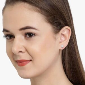 AccessHer 92.5 Sterling Silver white stone stud earrings