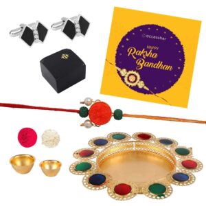 AccessHer Elegant Gold Rakhi Gift