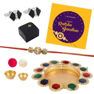 AccessHer Elegant Gold Rakhi Gift Set