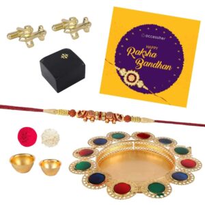 AccessHer Elegant Gold Rakhi Gift Set