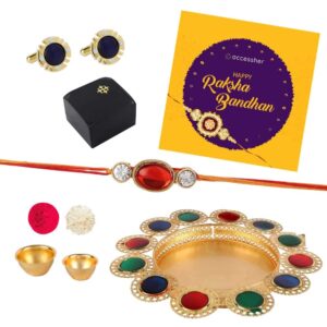 AccessHer Elegant Gold Rakhi Gift Set