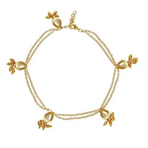 AccessHer Elegant vilandi kundan and Pearl Chain Anklet for Women and Girls (Pack of 2)