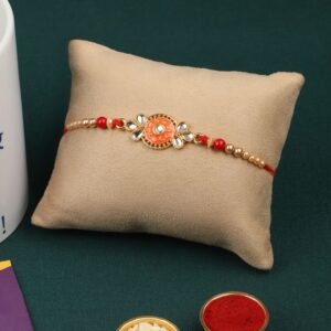 Accessher Gift Set of 3 with Enamel Rakhi, Mug & Greeting Card