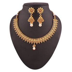 ACCESSHER Rajwadi Collection Antique Necklace with Earring Set for Women and Girls Set of 1