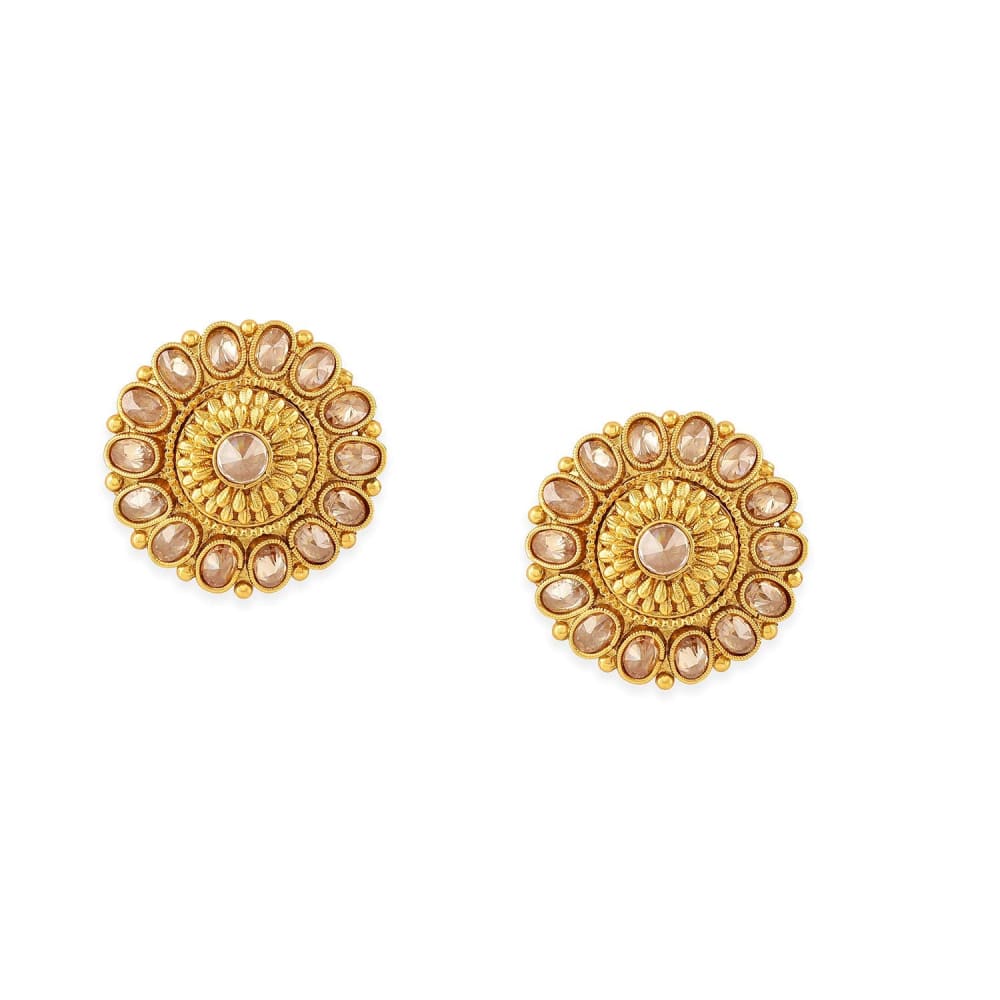 Antique Traditional Gold Plated Rajwadi Semi-Precious Stone Statement ...