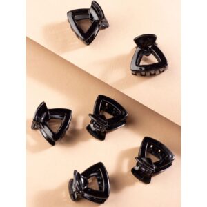 Acrylic Black Colour Hair Claw Clips Pack of 6 for Women