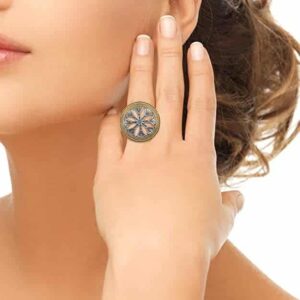 Antique Dual Tone Oxidised Finger Ring for Women