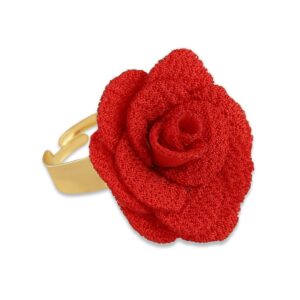 Artificial Red Rose Finger Ring for Women