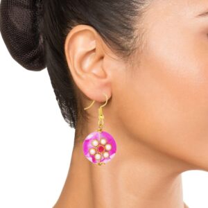 Beads Stones Used Pink Kundan bead drop earrings