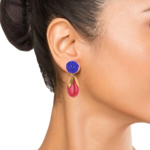 Blue and red Beads Drop earrings