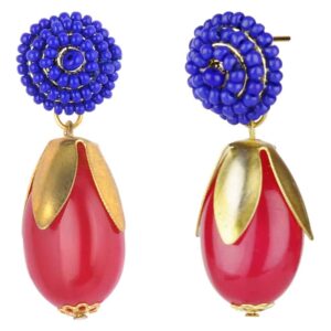 Blue and red Beads Drop earrings