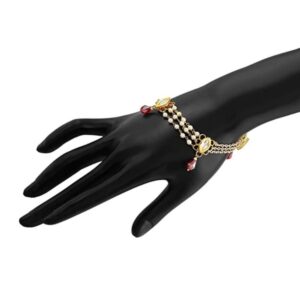 Delicate Kundan and Pearls Embellished Bracelet for Women