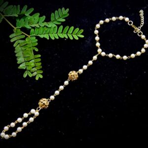 Delicate Pearl and Filigree Metal Balls Ring Bracelet for Women