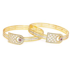 Dual Tone Gold Plated Bangles Set of 2 for Women