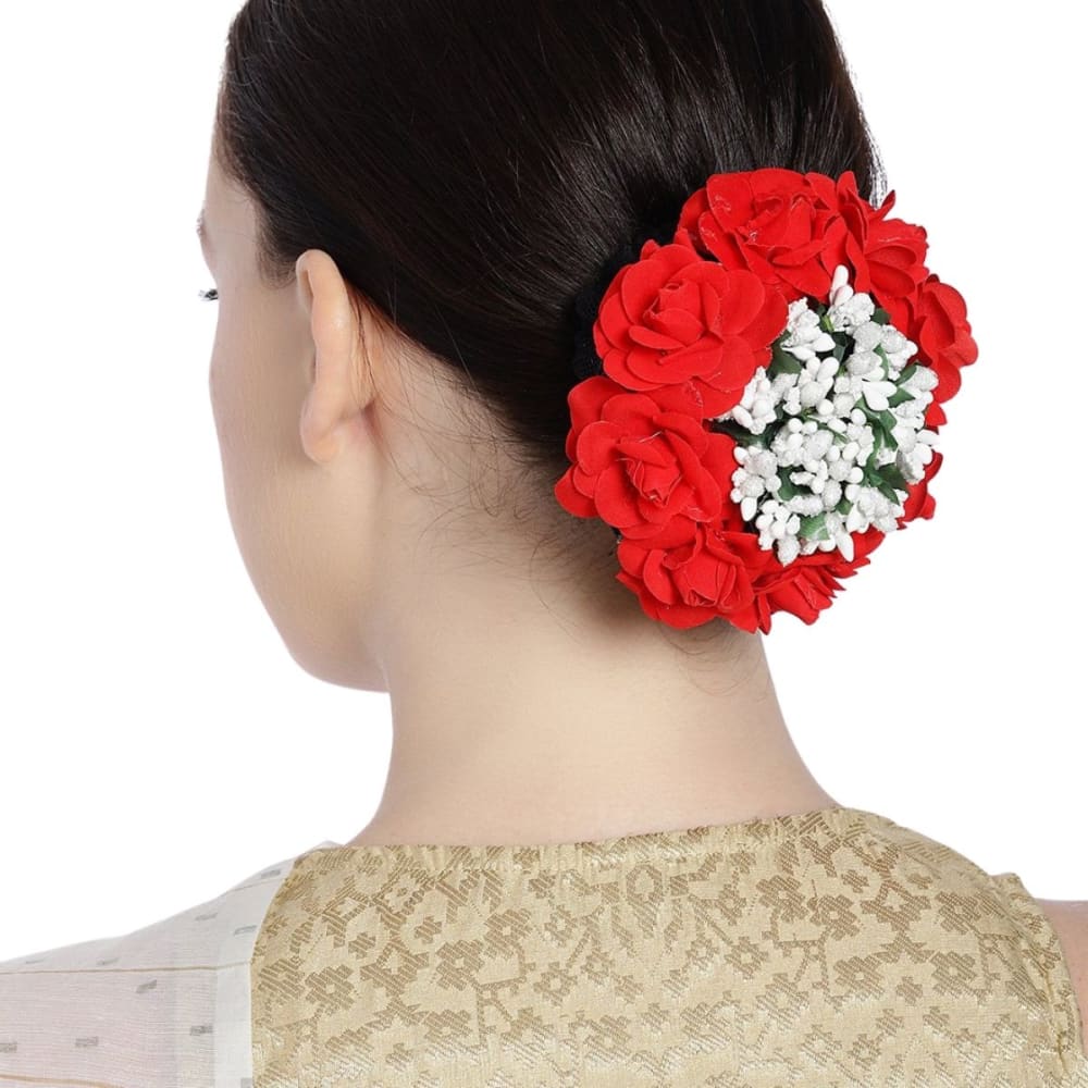 Red Rose Flower Hair Bun, For Personal, Packaging Size: 12 Piece at Rs 60/1  piece in New Delhi