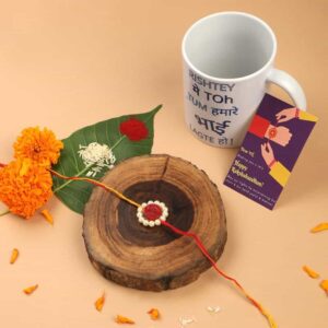 Gift Set of 3 Druzy Stone Rakhi with Mug & Greeting Card