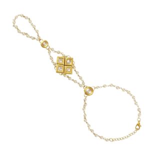 Gold, kundan hathphool/ring bracelet-BR0218GC161GW