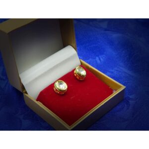 Gold Plated Clear Vilandi Kundan Oval Stud Earrings for Women