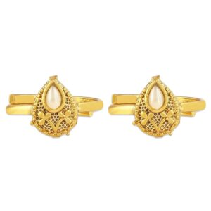 Gold Plated Drop Shape Filigree Toe Rings for Women