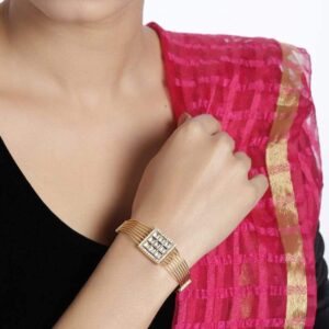 Gold plated Kundan Cuff Bracelet for Women
