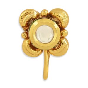 Gold Plated Kundan Embellished Floral Nose Pin for Women