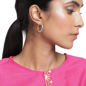 Gold Plated Multicolour Beads Hoop Earrings for Women