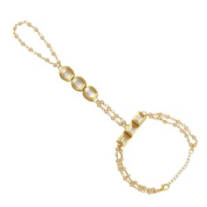 Kundan Embellished Ring Bracelet for Women