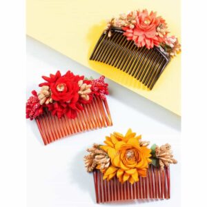 Multicolor Acrylic Floral Hair Comb Pin for Women
