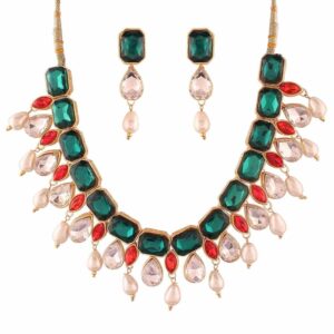 Multicolour Rhinestones Studded Contemporary Necklace Set for Women