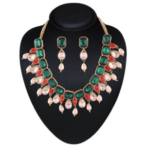 Multicolour Rhinestones Studded Contemporary Necklace Set for Women
