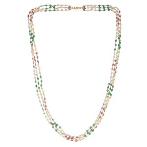 Multilayered Multicolor Pearl Ruby Emerald Ganthan Mala for Women