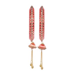 Pink Silk Thread Bangles with Latkan Set of 2 for Women