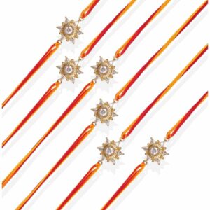 RK21R24PK6 -AccessHer Pearl Studded Rakhi For Beloved Brother  Pack Of 6