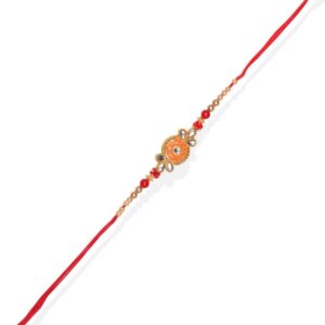 ACCESSHER Traditional Gold Plated Elegant and Stylish Enamel Rakhi for Beloved Brother Pack of 6 with Roli Kumkum Packets and Happy Rakshabandhan Card