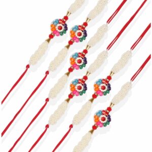 ACCESSHER MEN MULTY COLORED STONE STUBBED  RAKHI WITH GREATING CARD