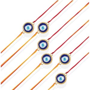 RK21TH2R20PK6 -AccessHer Elegant Rakhi Set with Acrylic Golden Pooja Thali, Roli Kumkum for Brother Pack Of 6