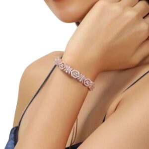Rose Gold Plated American Diamonds Studded Handcrafted Cord Bracelet for Women
