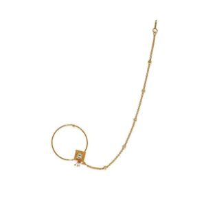 Vilandi Kundan Gold Nose Ring with Chain for Women
