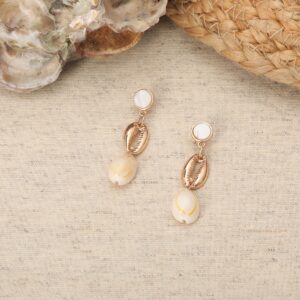 Gold Plated Shell Dangler Earrings for Girls & Women