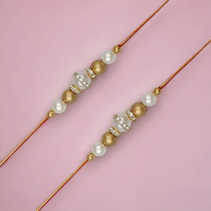 AccessHer Gold Color Pearls Rhinestone Rakhi Pack of 2