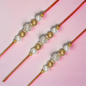 AccessHer Gold Color Pearls Rhinestone Rakhi Pack of 3