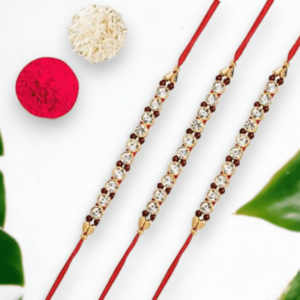 AccessHer Elegant Studded Rakhi with Pearls for Your Beloved Brother Pack of 3